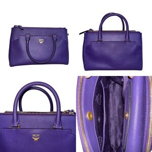 MCM Saffiano Leather Crossbody Bag Purple